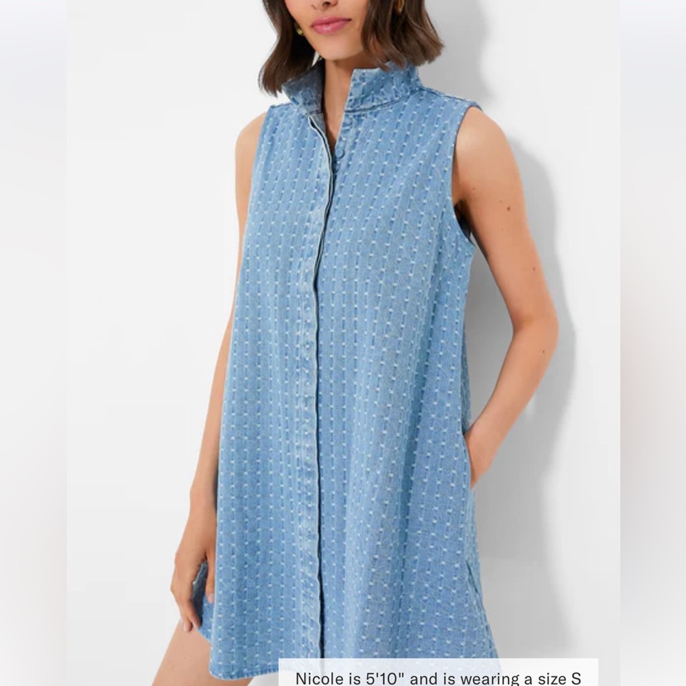 TUCKERNUCK Light Wash Denim Dot Sleeveless Charlie Dress